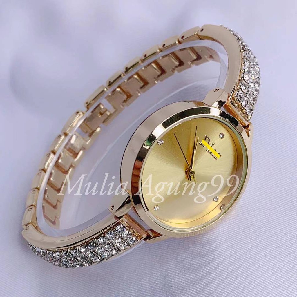 Jam Tangan Wanita Terbaru Rantai Plat Diamond Desain Mewah