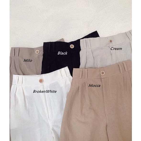 TERBARU- Yura Kulot Bahan Linen / Kulot Wanita JUMBO / Kulot Hightwaist Premium-Mocca