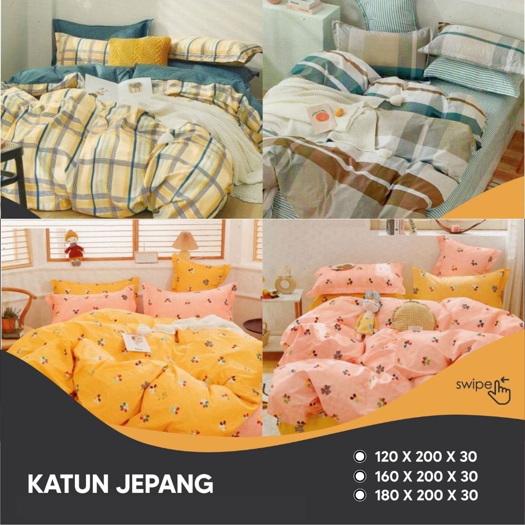 Sprei Set Sandy Collection Emerald Katun Jepang Extra King 200x200 Tinggi 30cm