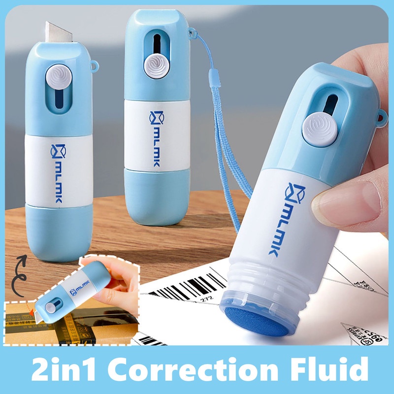 INS 2in1 Thermal Paper Correction Fluid with Cutting Tool Box Opener Privacy Protection Quick-Drying Eliminate Fonts