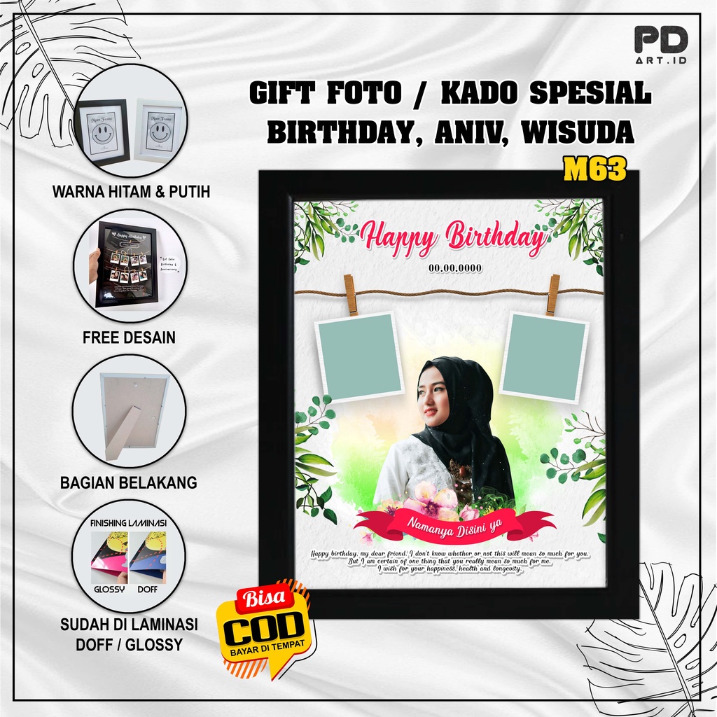 (M63) Gift Ultah Kado Wedding Anniversarry / Cetak Foto Custom 10R Plus Bingkai  FRAME 3D MINIMALIS  PIGURA CUSTOM  KADO UNIK CEWEK  HAPPY BIRTHDAY  HAPPY GRADUATION  HAPPY WEDDING  DESAIN BEBAS SESUAI KEINGINAN KAMU