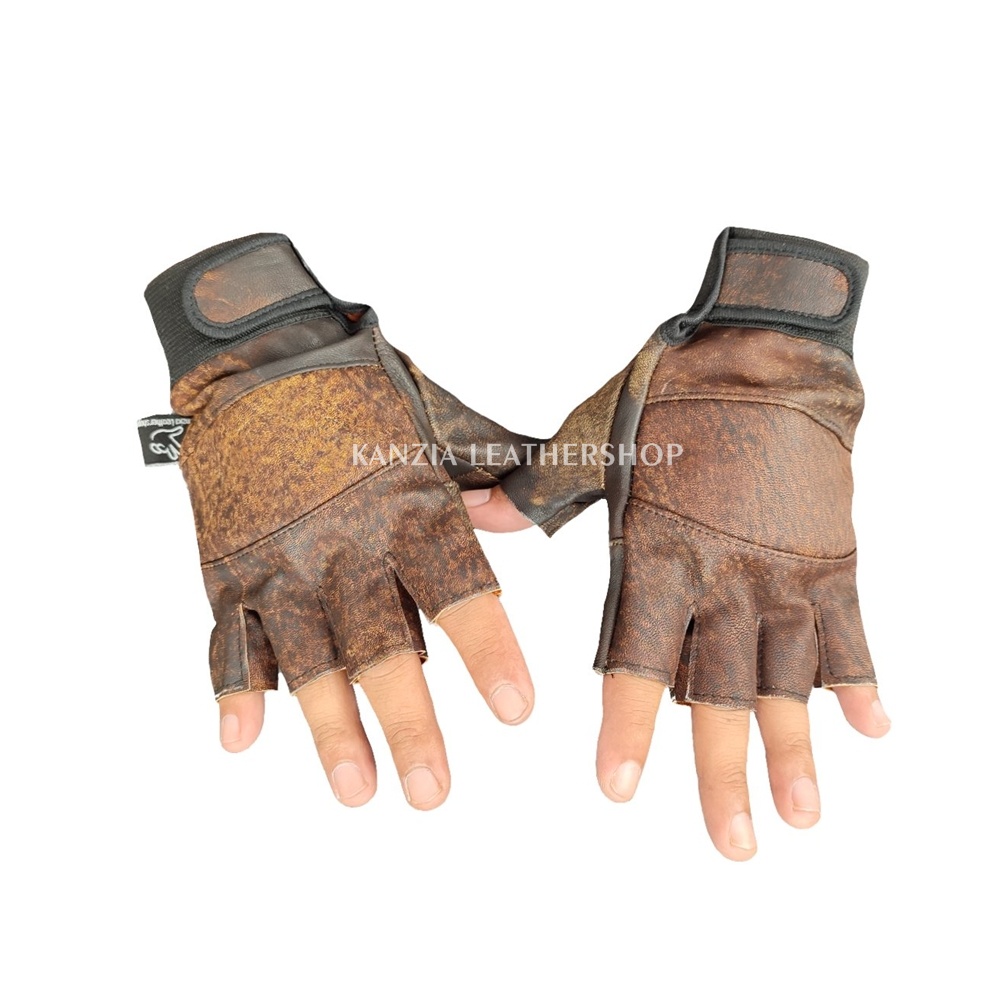 Sarung Tangan Hot Promo Setengah Jari Natural Leather Gloves