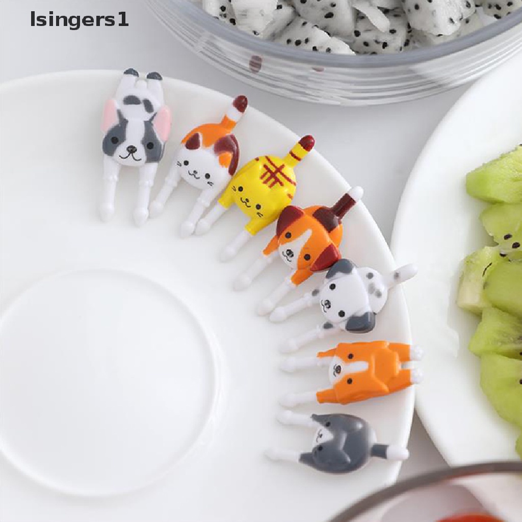 (lsingers1) 7pcs / Set Garpu Buah / Bento Mini Motif Kartun Hewan Untuk Dekorasi Pesta