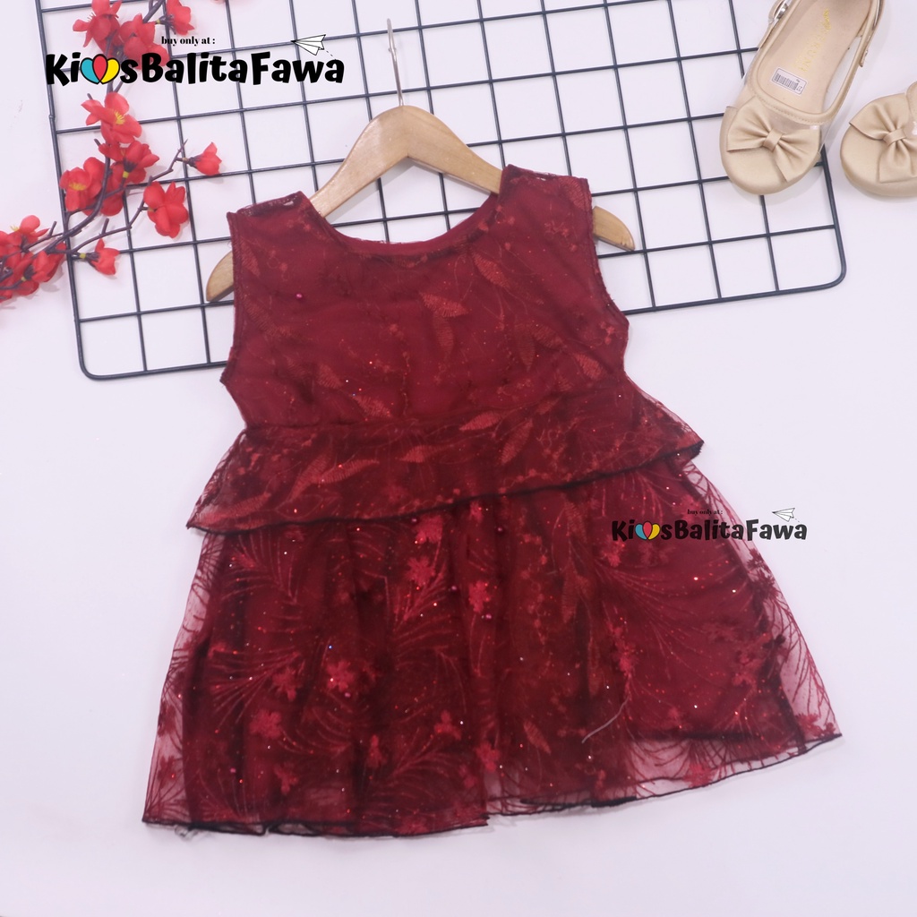 Dress Inara Bayi -  4 Tahun / Dres Brukat Kondangan Baby Perempuan Baju Gaun Pesta Anak Premium Brok