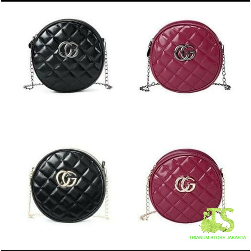 Quilted Women Rounded Sling Bag - Tas selempang wanita