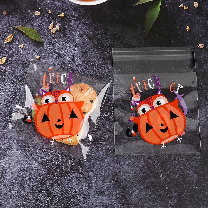 100pcs Kantong Plastik Permen / Kue / Snack Motif Halloween Untuk Dekorasi Pesta