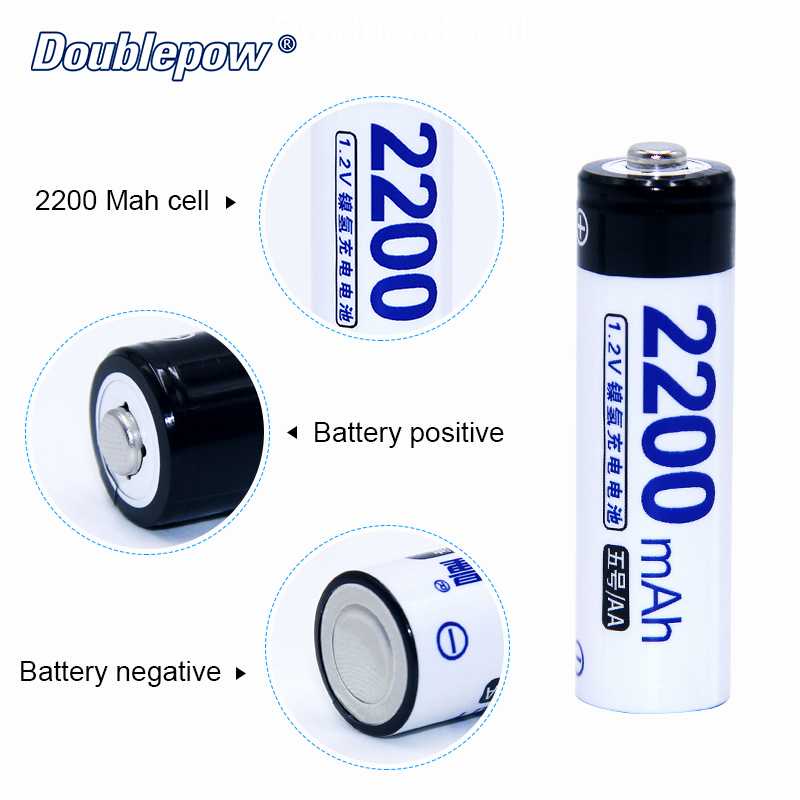 DOUBLEPOW Baterai Cas AA NiMH 1.2V 2200mAh 4 PCS - DP-AA780-Putih