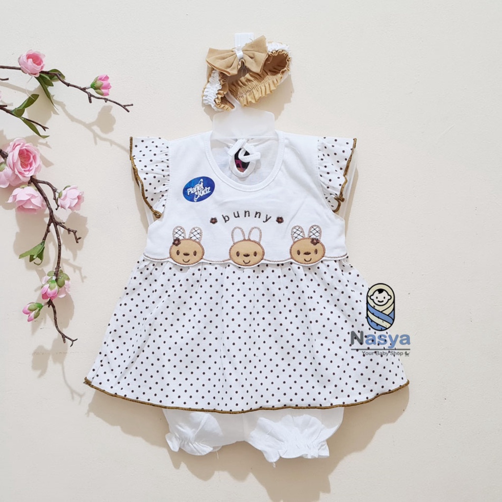 [P-034] Baju Bayi / Dress Bayi Perempuan 0-6 bulan Motif Kombinasi (Bonus Bandana)