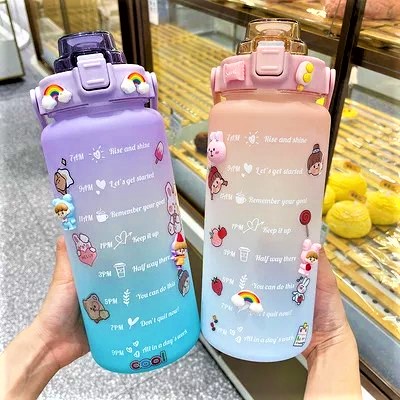 Botol Minum Viral Warna Stiker Kapasitas 2L Dengan Penanda Waktu Botol Motivasi Waktu Tiktok 2 Liter