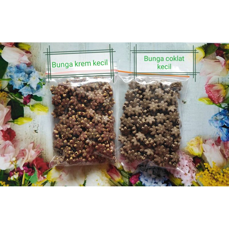 Mote manik meronce  bunga etnik coklat 1cm dan 1.5 cm 25.50 gr