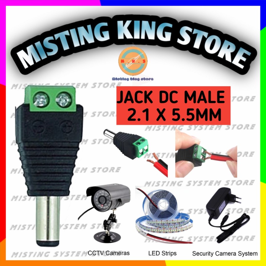 JACK DC MALE KONEKTOR POWER ADAPTOR JECK LISTRIK KAMERA CCTV POMPA DC