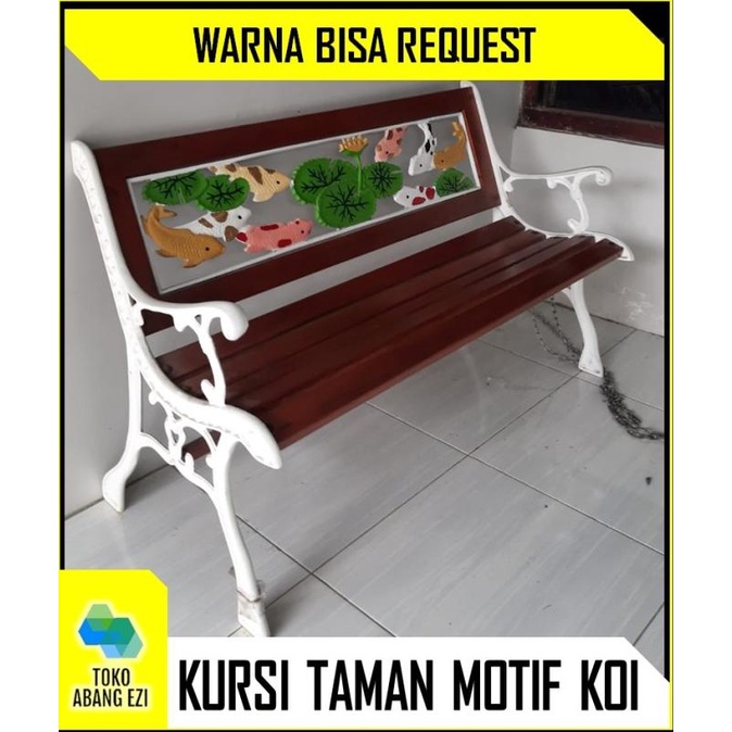 KURSI TAMAN / KURSI TERAS BESI - KAYU MOTIF KOI SDFG96456E