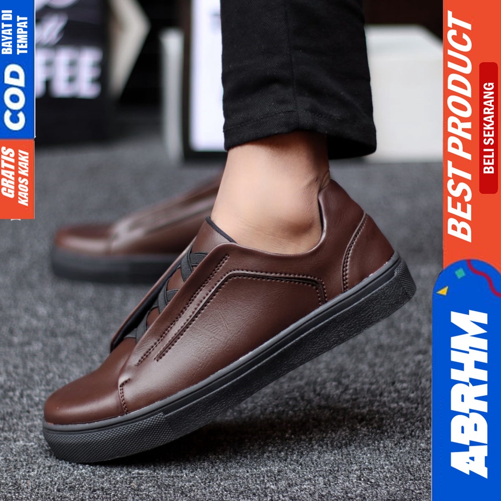 Abrhm Tajima - Sepatu Sneakers Casual Pria Kerja Santai Hitam