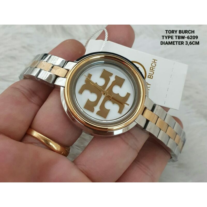 jam tangan wanita tory burch tbw 6209 batre all stainless kualitas Original