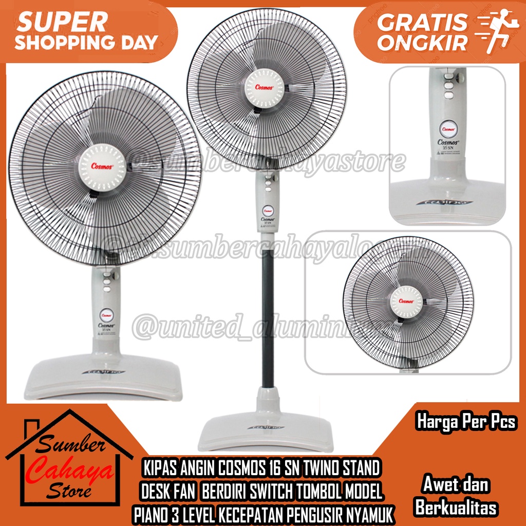 COSMOS Twino 16 SN Stand Fan Kipas Angin 2 in 1 BERDIRI 16" IN INCI INCH INCHI STANDFAN STAN PAN ANG