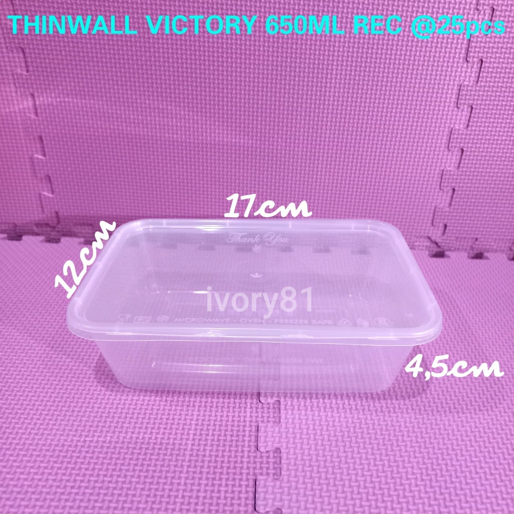 Thinwall food container 650ml victory/ Kotak Makan Bening / Mangkok plastik / Mangkok