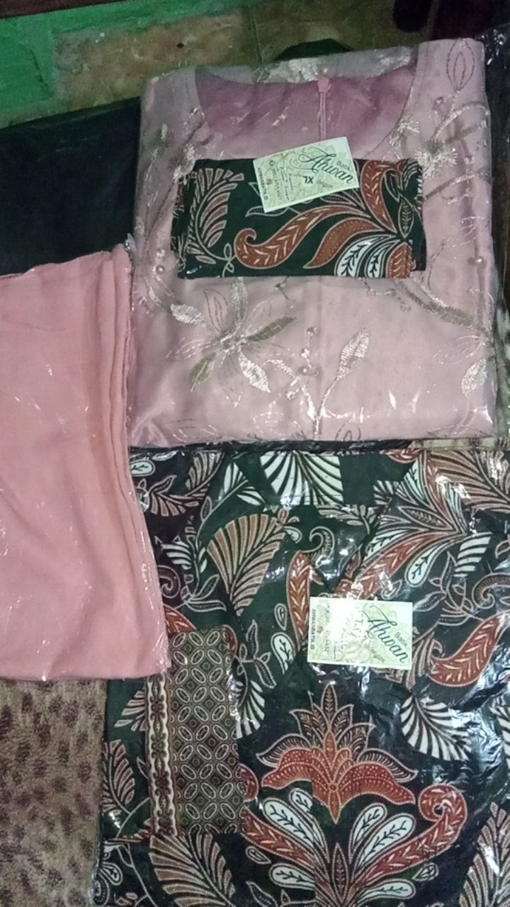 Kebaya Batik Couple Annisa Brown Rose | Kebaya Modern [ Free Jilbab ]