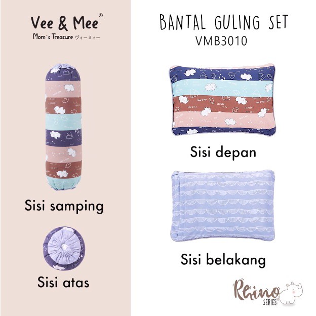 Vee &amp; Mee Bantal Guling Set | Bantal dan Guling Anti Bakteri