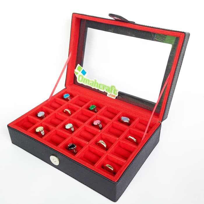 Kotak Cincin Akik isi 24 Hitam Merah / Tempat Cinin Akik / Box Cincin