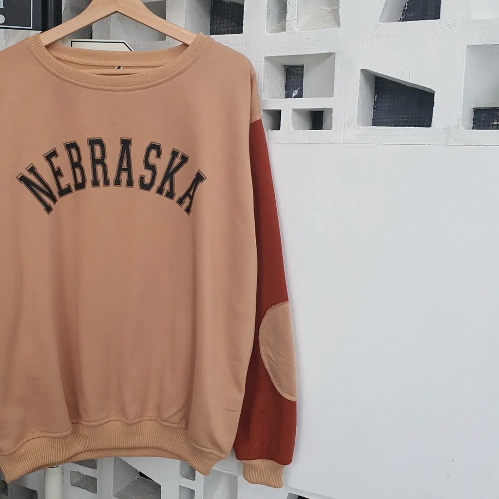 Nebraska Sweater Oblong Outer XXL Wanita Motif NABRASKA Bahan Fleece