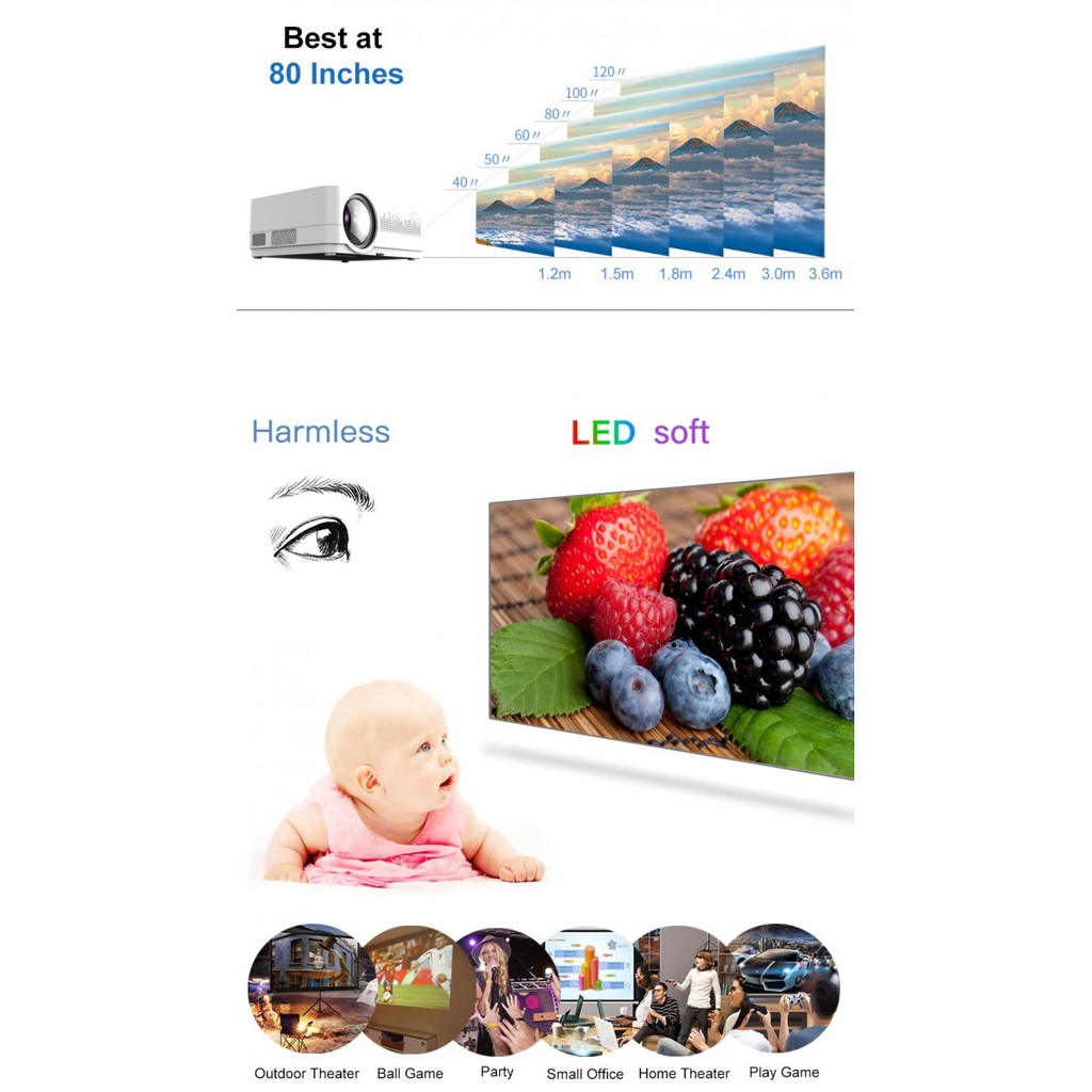 HQ3 LED Multimedia Projector 2500 Lumens - WiFi and Mirroring Function