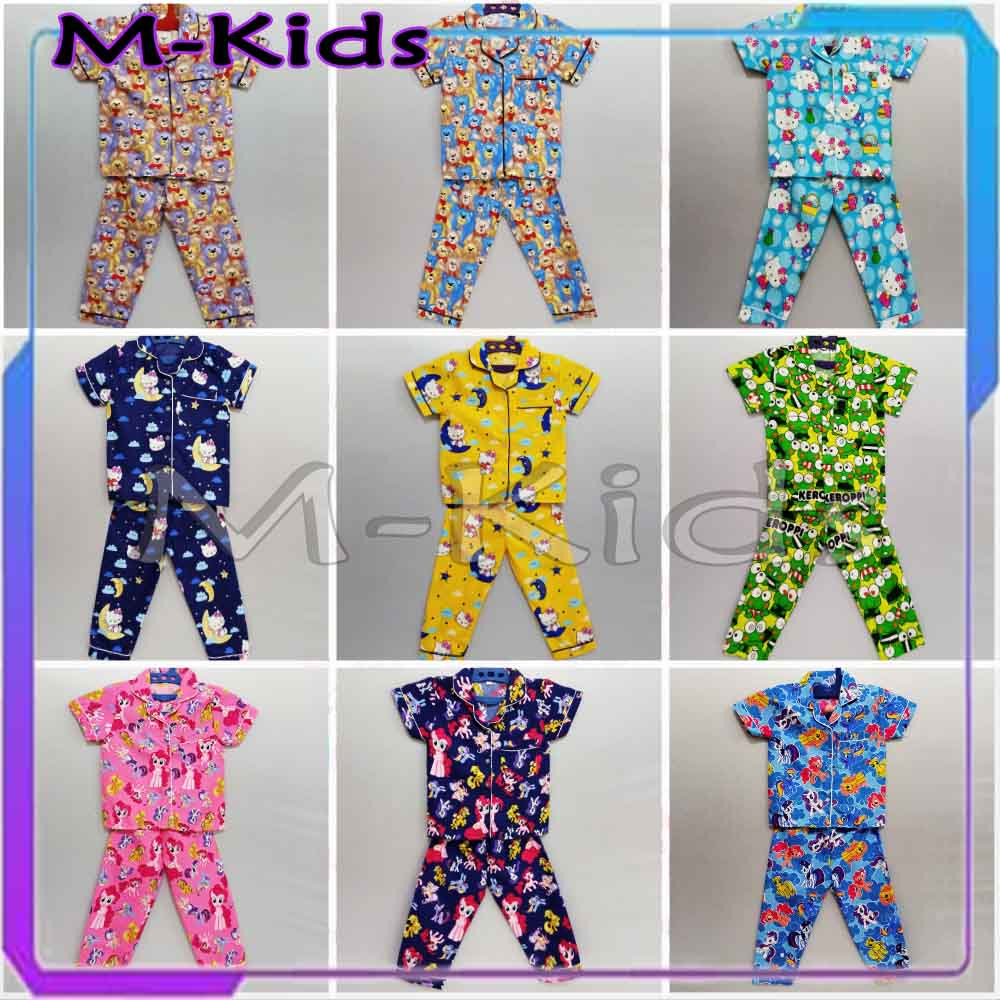 MKids88 - Baju Tidur Setelan PIYAMA Anak Katun CP Motif Hello Kitty