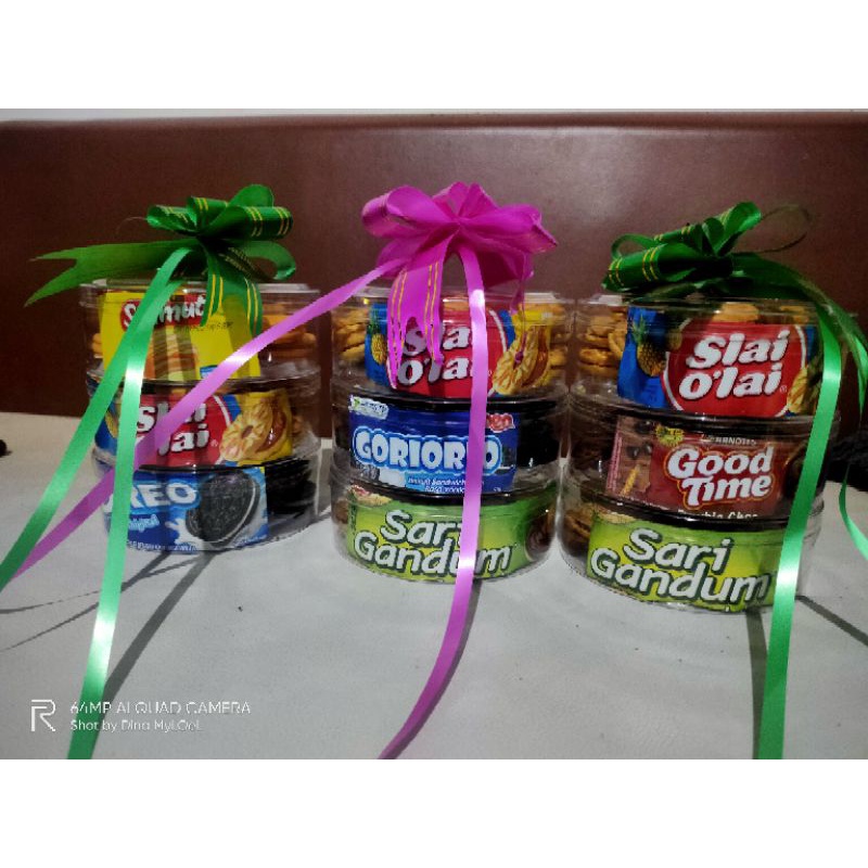 

paket kue lebaran hampers parsel snack branded ori isi 3 toples