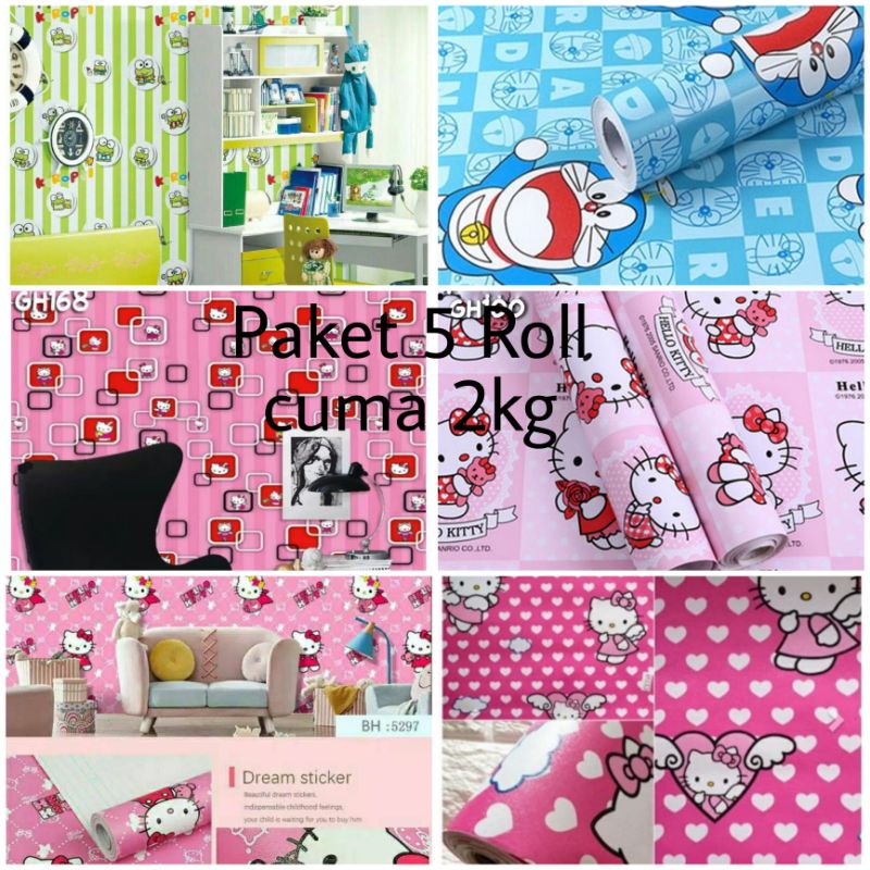 Paket 5 Roll Wallpaper Stiker Dinding Elegan Free Bubblewarp