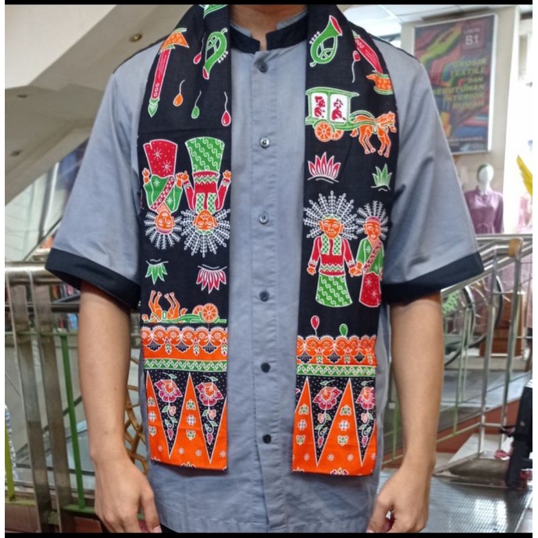 CUKIN BETAWI / SELENDANG BETAWI / SYAL ADAT BETAWI COWO-Hitam
