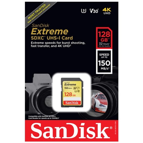 Memori Sandisk SDXC Extreme (150Mbps) 128GB UHS-I