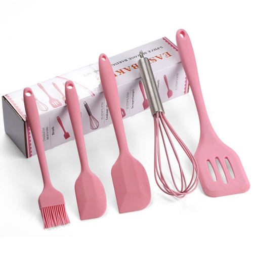 Silicone Alat Masak Spatula Sutil / Kitchen Tool Set 5 Pcs Silikon / Utensil Silicone Set