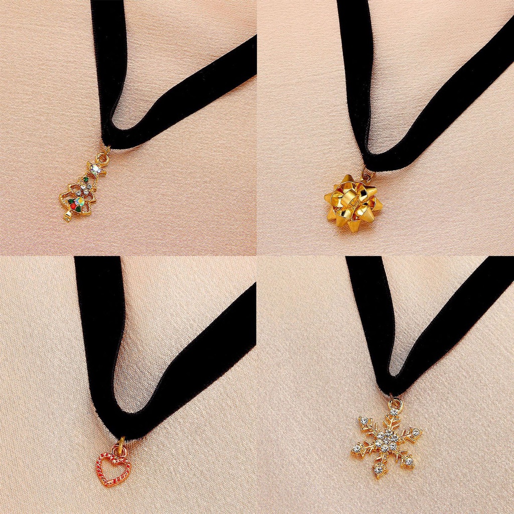 Hu Hu Hu Hu Hu Alat Bantu Pasang Kacamata♡ Kalung Choker Bahan Velvet Imitasi Dengan Liontin Pohon Natal Untuk Wanita