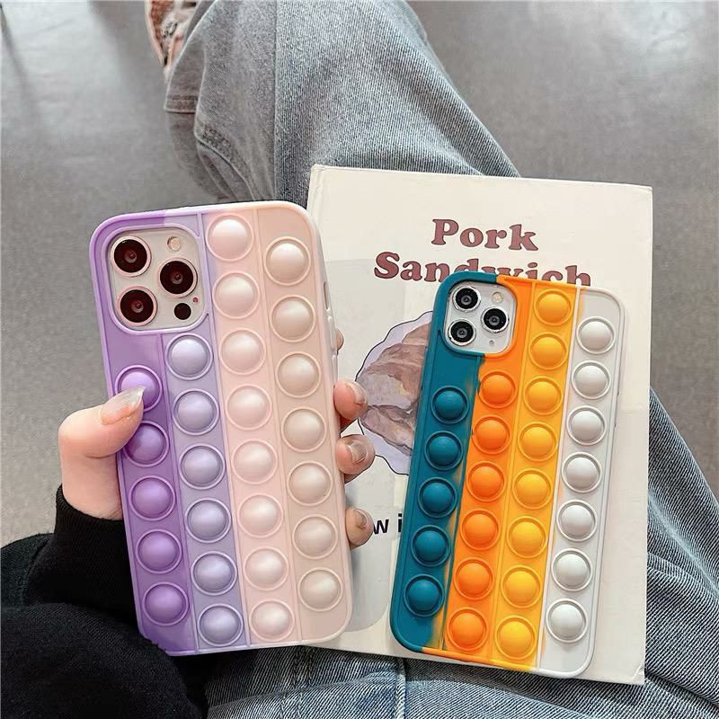 Soft Case Silikon Desain Tiktok Pop Unzip Warna Pelangi Untuk Iphone 7 8 Plus X Xs Max Xr 11 12 Pro Max