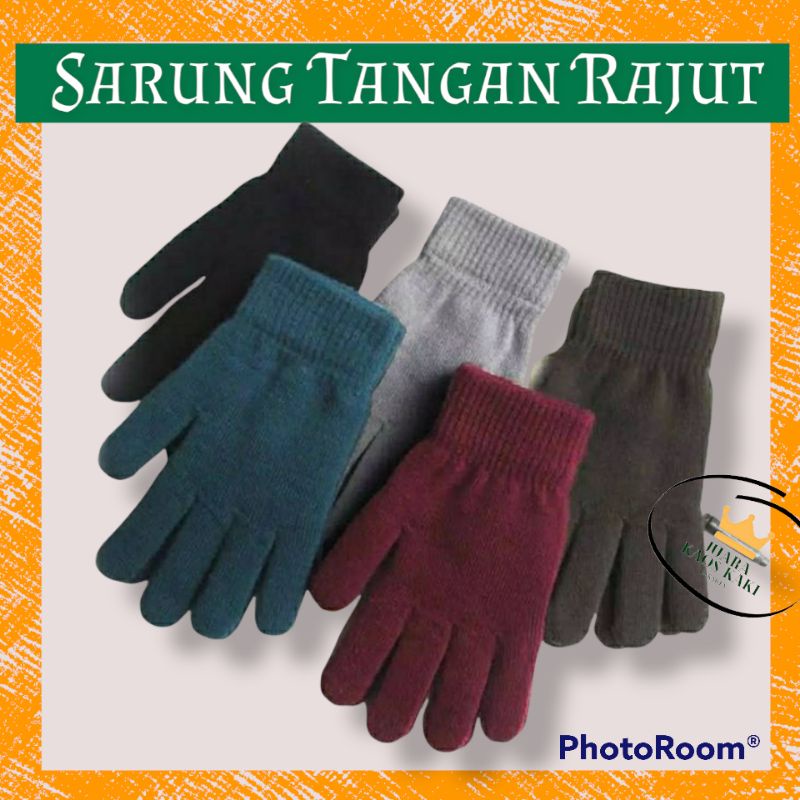 Sarung Tangan Rajut Wanita Pria Motor Bahan Woll Murah Motif Dan Polos 3Pasang