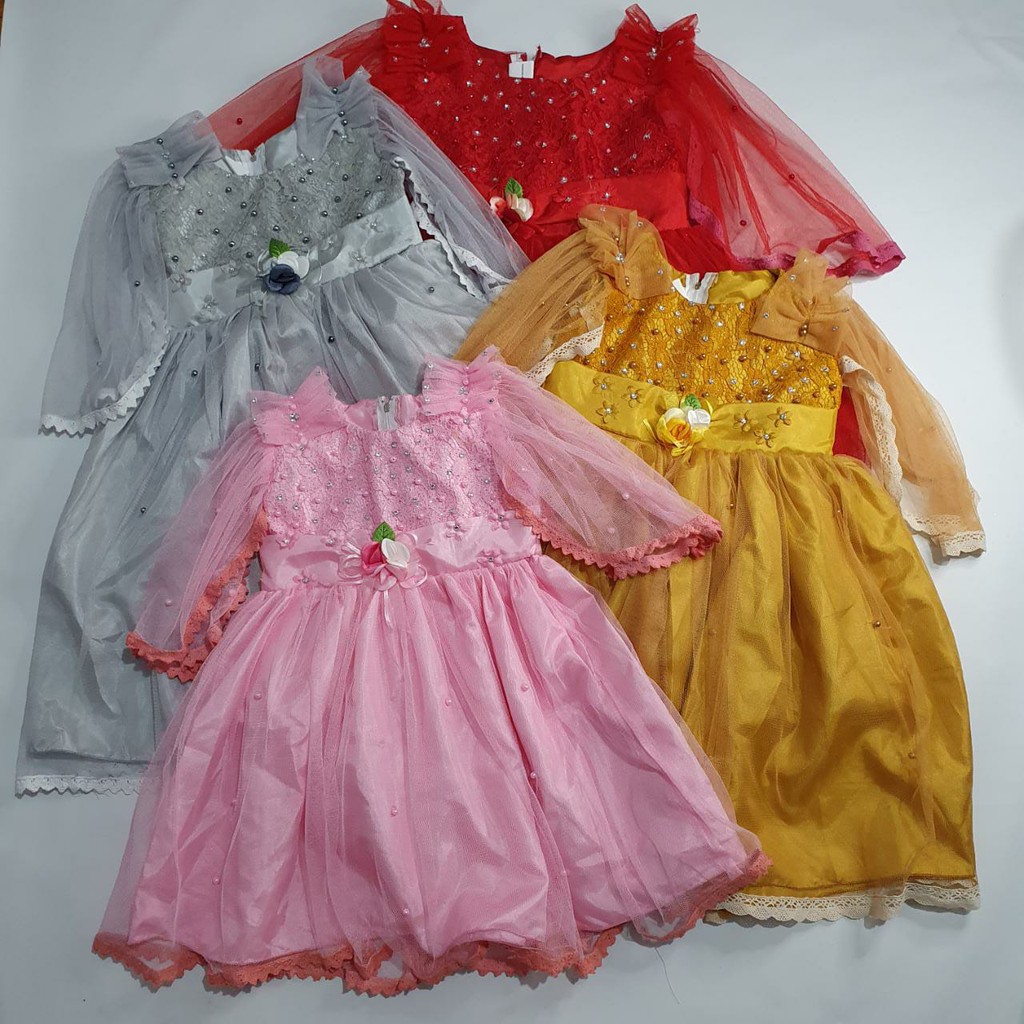 Dress Brukat Tile Anak 2 Tahun 10 Tahun Gaun Anak Perempuan Import 2 Tahun Murah Korea KA89