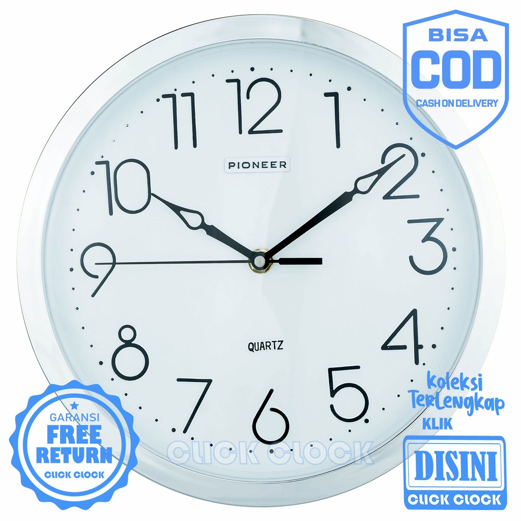 Jam Dinding Polos Minimalis Pioneer HS 1005 DW Wall Clock Dekorasi Rumah Bagus