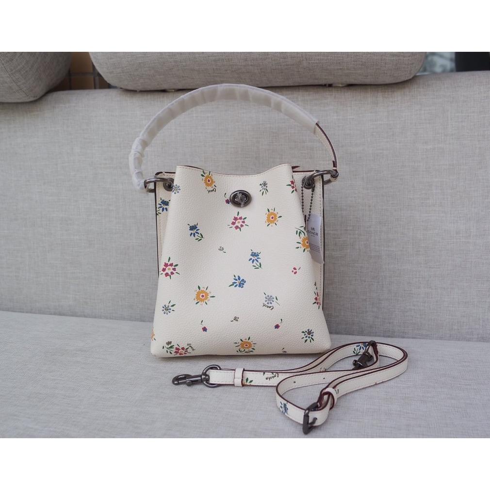 Tas Murah Tas Selempang Model Coach 1041 Charlie 21 Motif Bunga Warna Putih Untuk Wanita