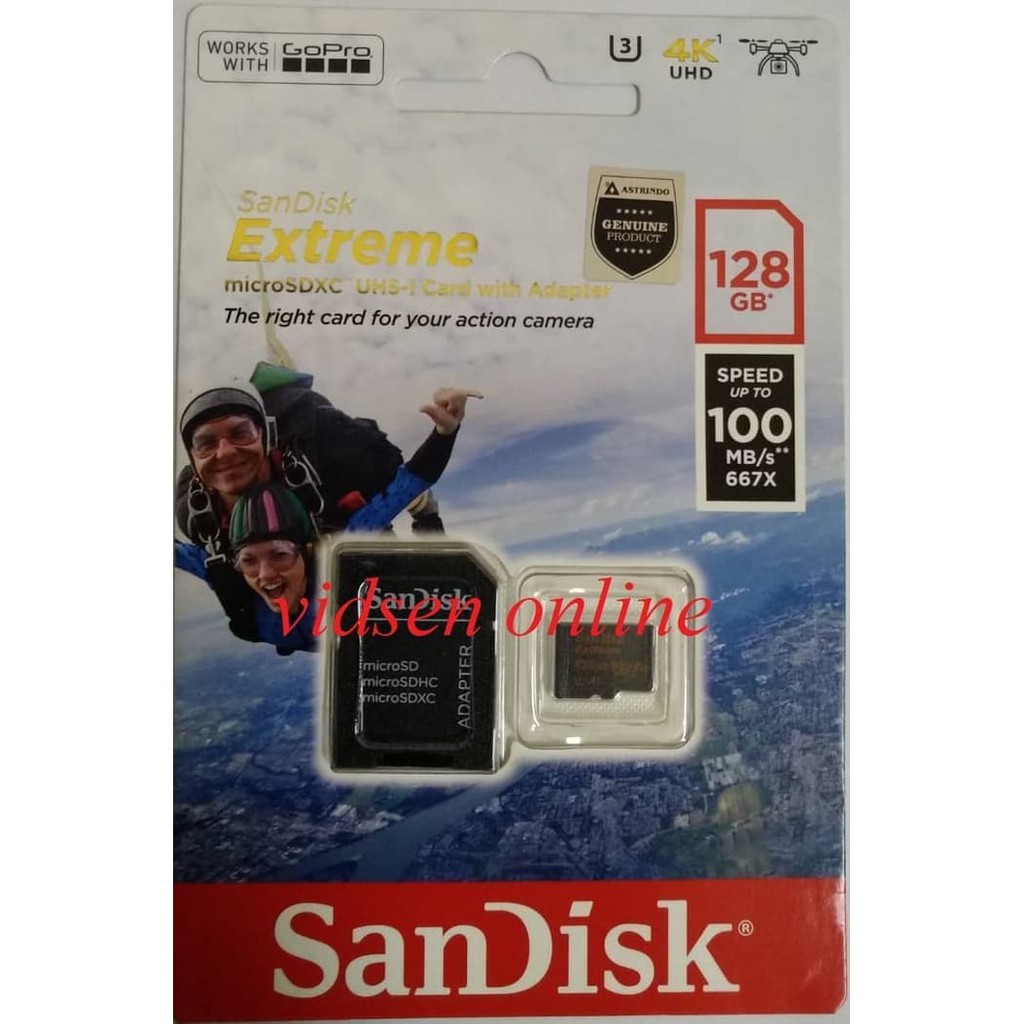 SANDISK EXTREME MICRO SD CARD 128GB 100MBPS - GARANSI RESMI