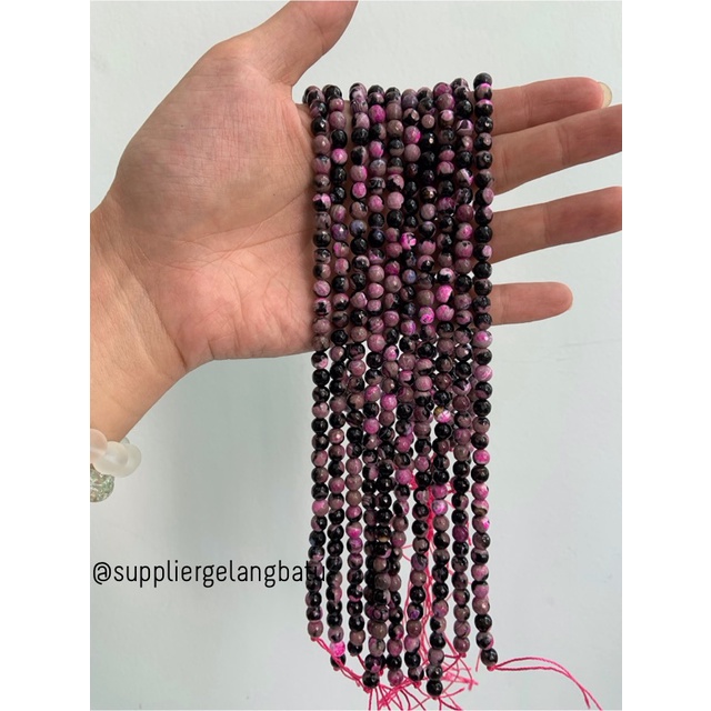 batu CARNELIAN UNGU FACETED BEADS 6mm cutting bahan gelang kalung