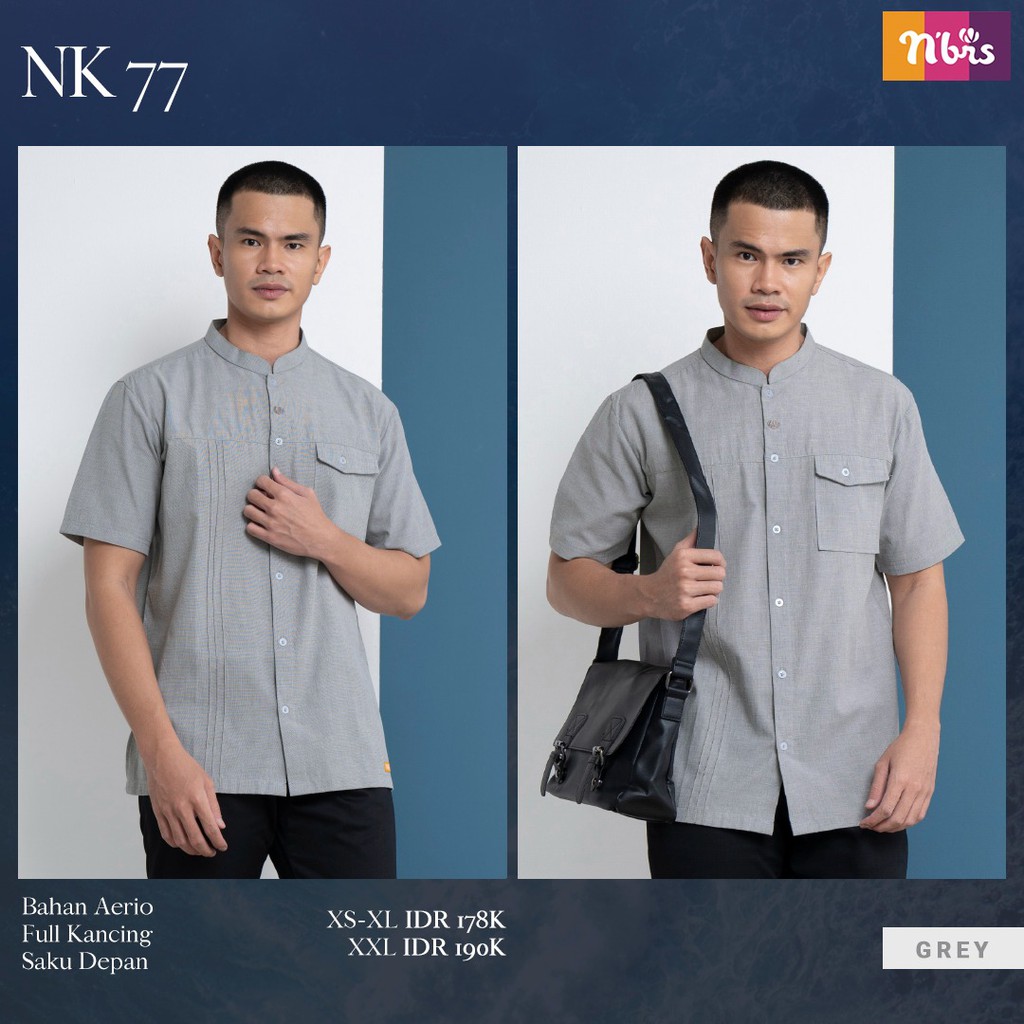 Nibras Koko NK 77 Koko Lengan Pendek Bahan Aeiro Baju Atasan Ikhwan Formal