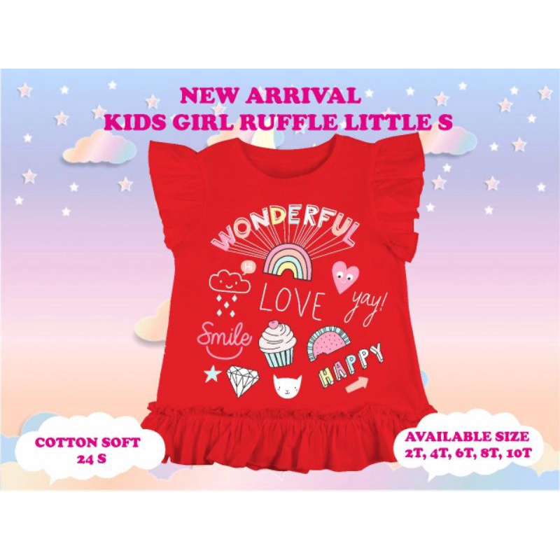 Kaos Anak Ruffle 2-8 Tahun by LITTLE S Kaos Kids Girl Ruffle