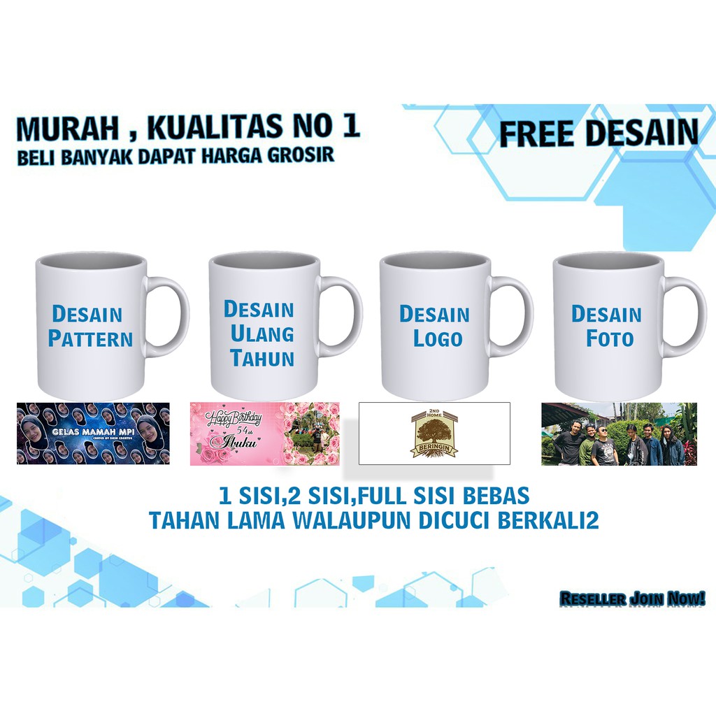 (Free Desain) Mug Gelas Custom Bebas Gambar Murah