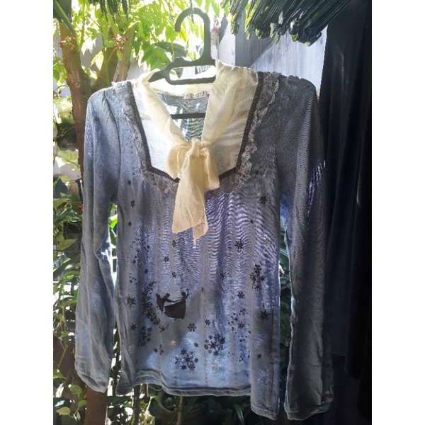 PL Original Preloved Axes Femme Disney Frozen Blouse Rajut Anna Elsa Blue / Biru Muda Dusty Kawaii