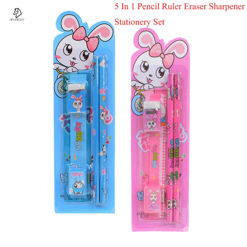 

INDORETAIL | Lucu Kartun Pensil Penguasa Eraser Sharpener 5 In 1 Stationery Set sekolah