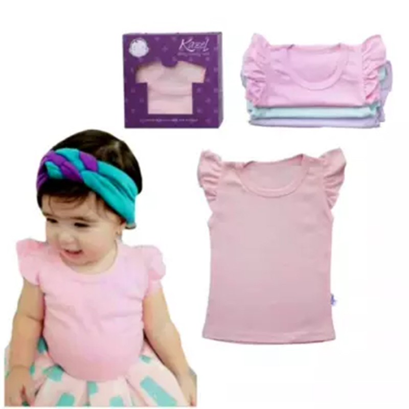 Ruffle T-Shirt Warna / Kaos Anak Perempuan 0-5 tahun