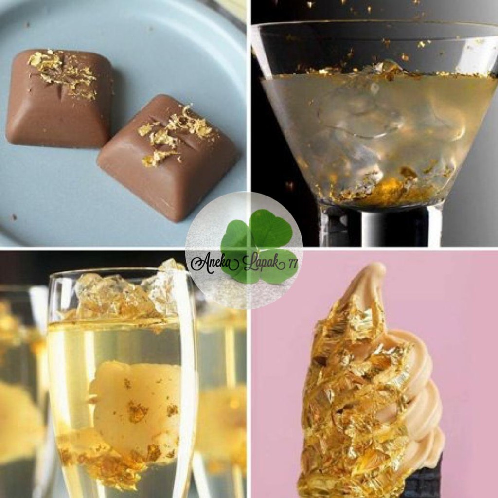 Edible Gold Leaf Foil HIASAN KUE taburan fondant cake hiasan kue kertas coklat foil