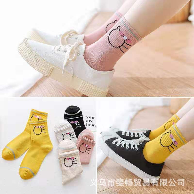 [COD] Kaos Kaki Panjang Motif Kepala Kucing Lucu Cute Import Kaos Kaki Wanita Women Sock