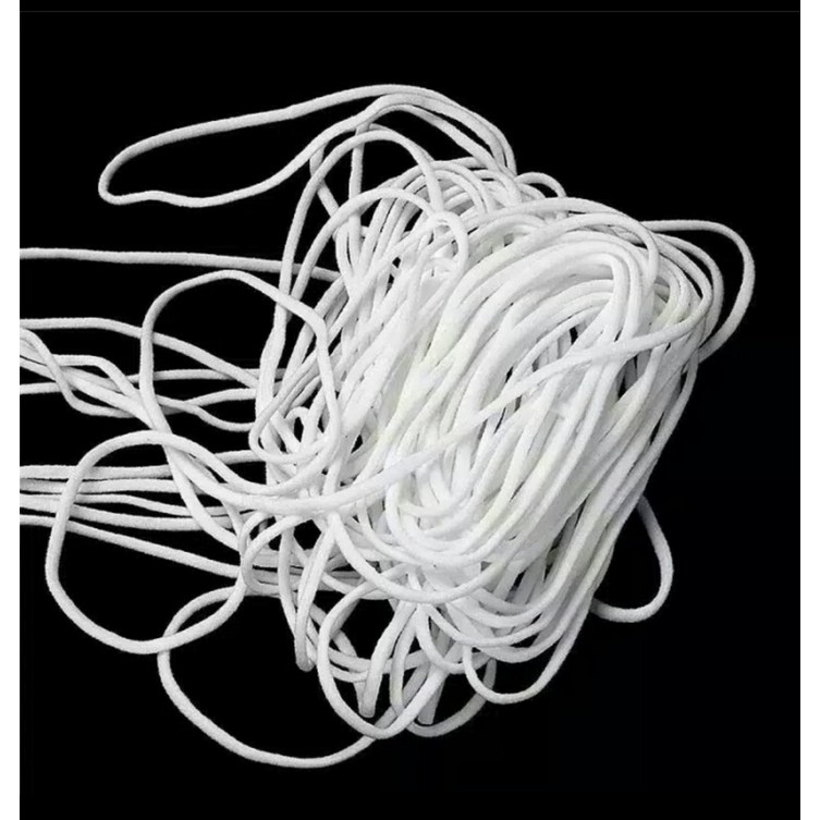 COD1 ROLL (+-500 Meter) PREMIUM Karet Masker Bulat / Karet Elastis 2 mm WARNA PUTIH