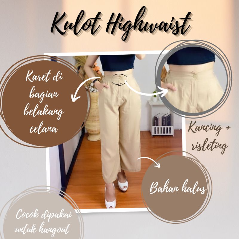 Yuka Slim Cullote / Kulot Tali / Linen Kulot Highwaist / CELANA KULOT HAWAI/ Kulot Kekinian/ Kulot M