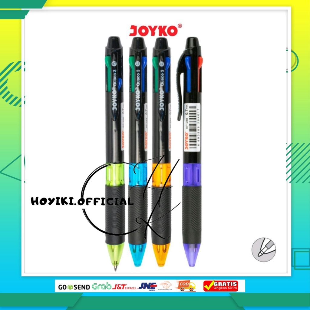

JOYKO Ball Pen Pulpen Pena Joyko BP-288 Quaco 3 0.7 mm 4 Warna Colors